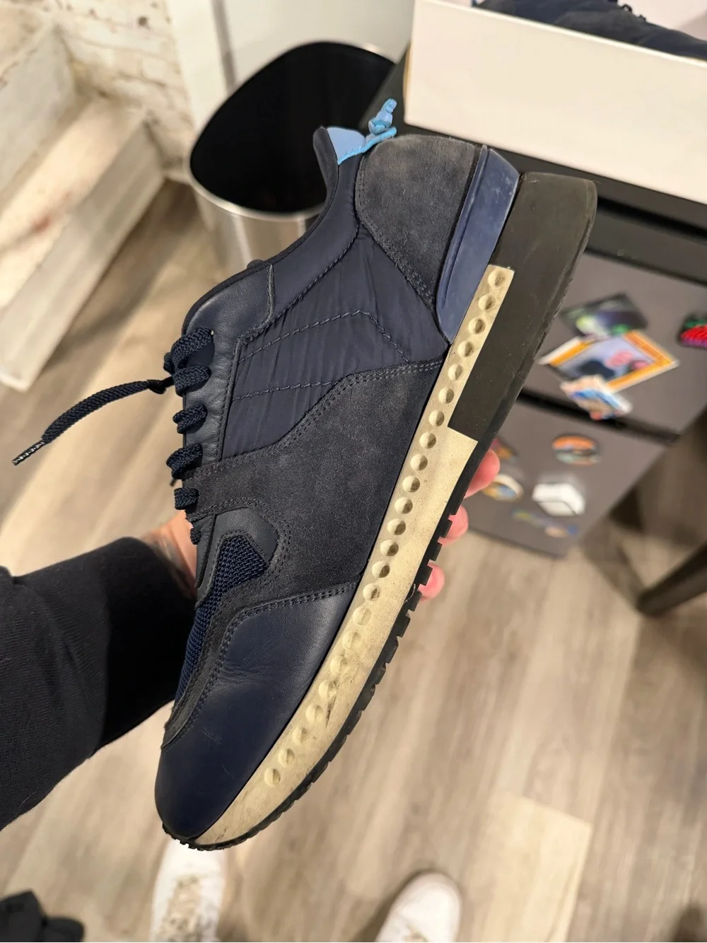 Givenchy Navy Blue Mixed-Material Low-Top Sneakers